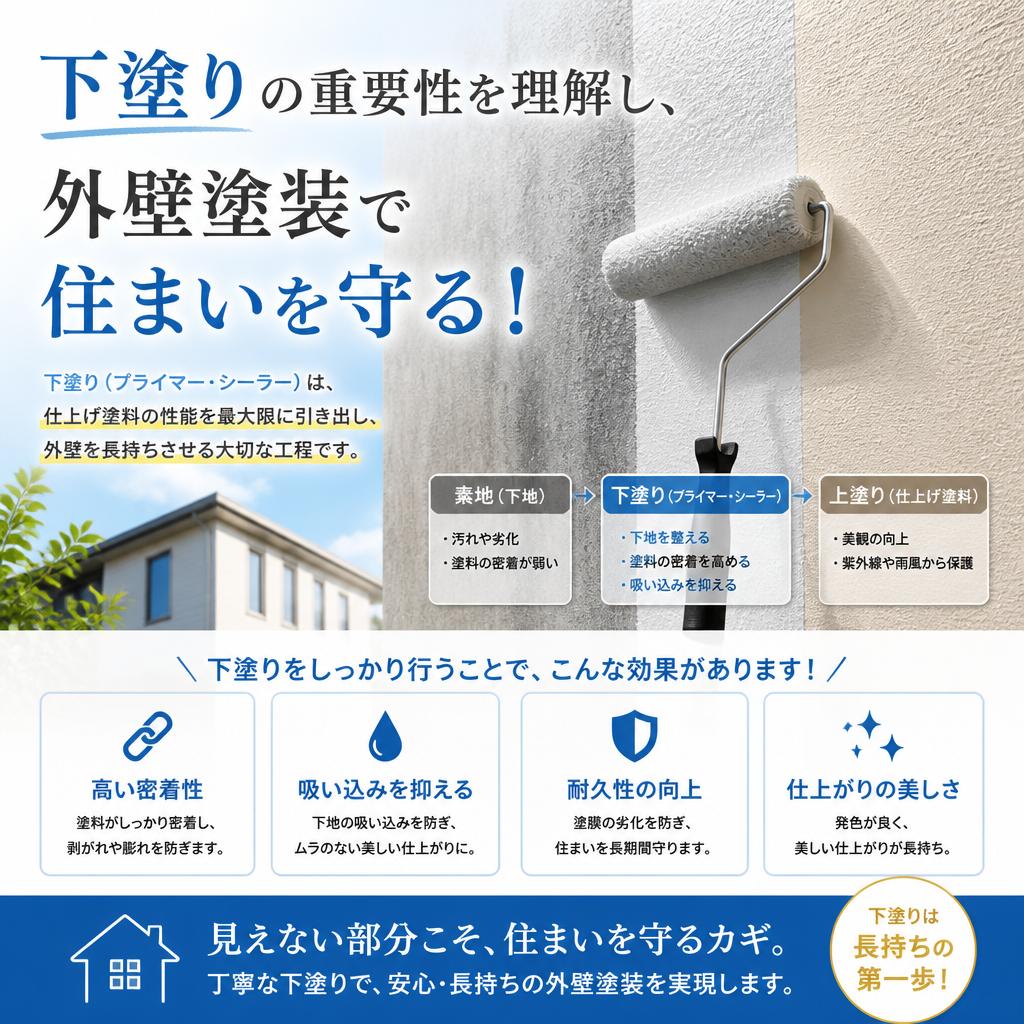 下塗りの重要性を理解し、外壁塗装で住まいを守る！