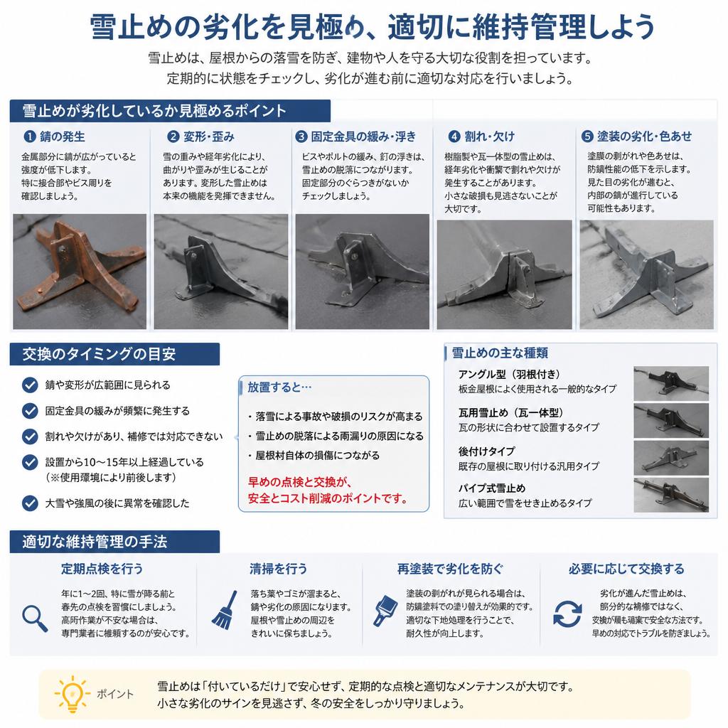 雪止め交換のサイン